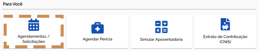 Botão Agendamentos / Solicitações Meu INSS